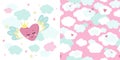 Set of cute magical unicorn theme and seamless pattern. Little princess theme.